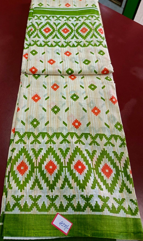 Cutton Mul Mul Saree - Green