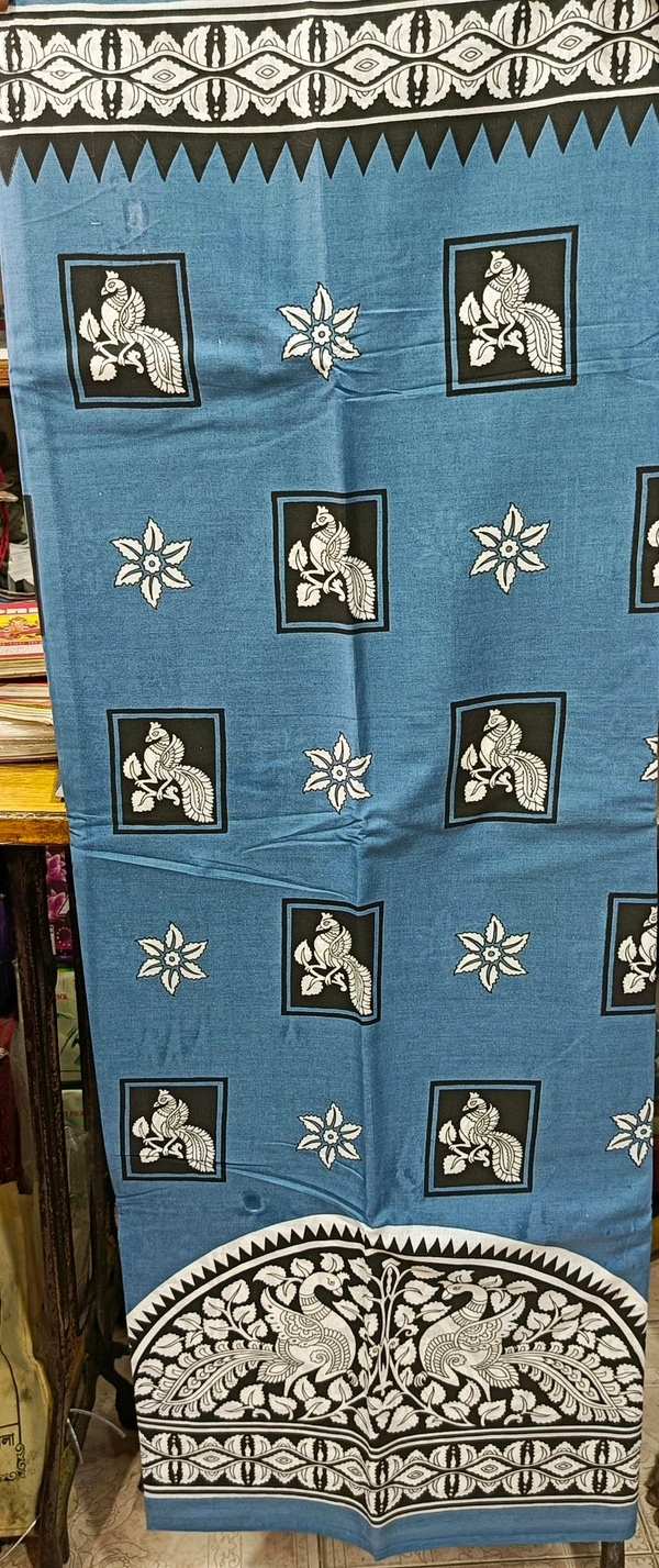 Cutton Mul Mul Saree - Japanese Laurel