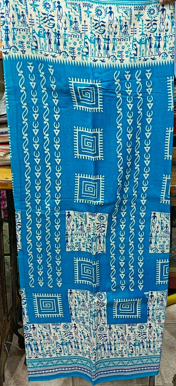 Cutton Mul Mul Saree - Royal Blue