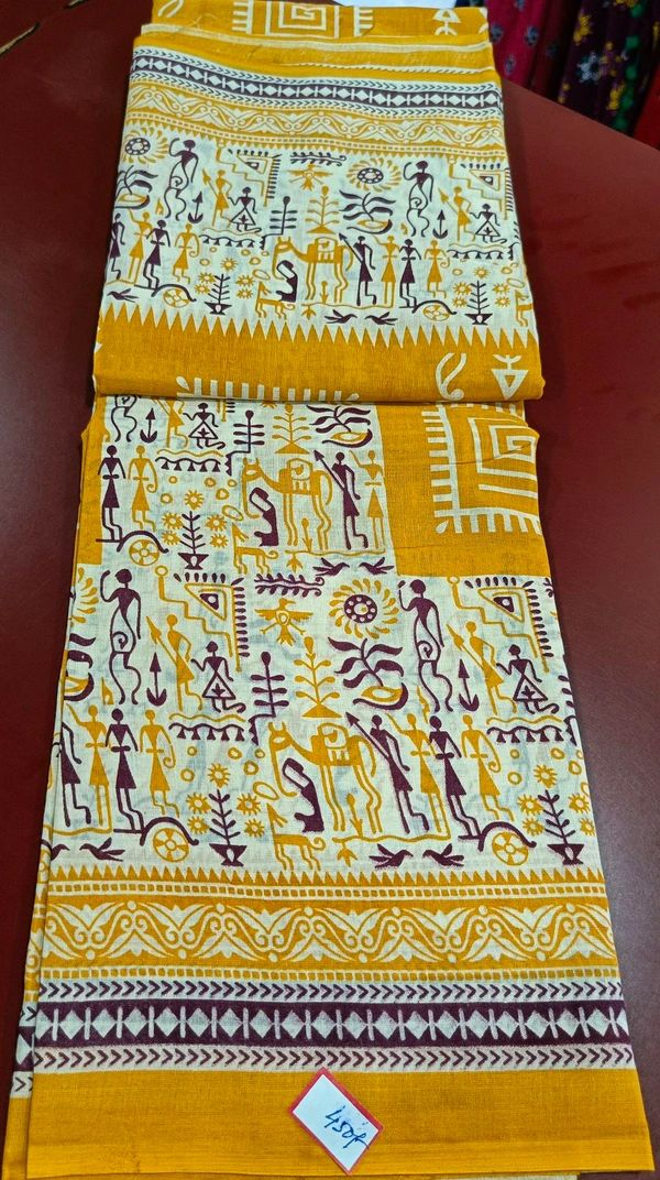 Cutton Mul Mul Saree - Gold