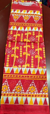Cutton Mul Mul Saree - Red