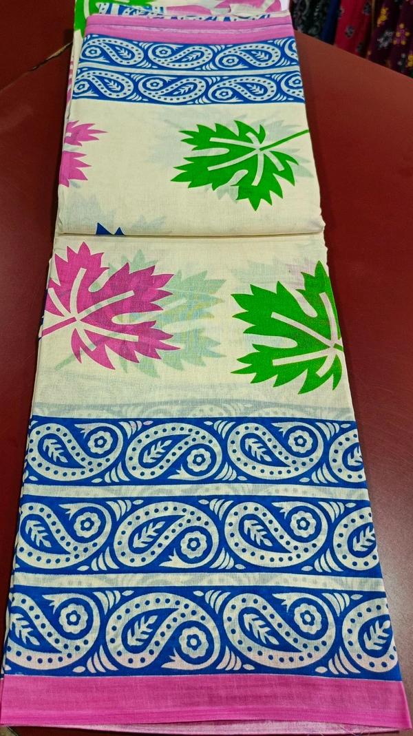Mul Mul Cutton Saree - Pink Flamingo
