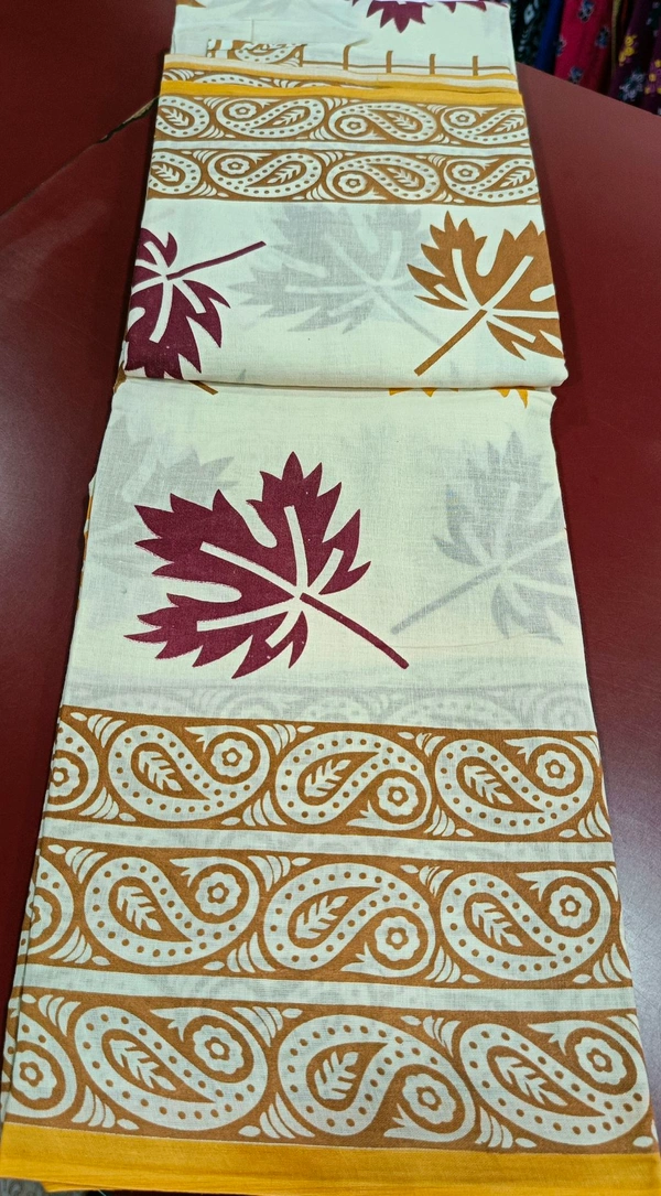 Mul Mul Cutton Saree - Gold