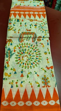 Cutton Mul Mul Saree - Web Orange