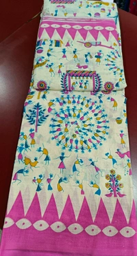 Cutton Mul Mul Saree - Web Orange