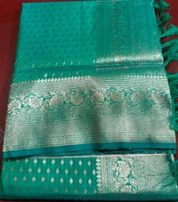 South Silk Saree - Caribbean Green
