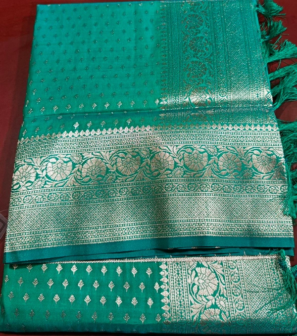 South Silk Saree - Caribbean Green