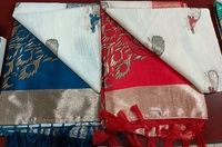 Maharani Linen Flimingo Saree - Red