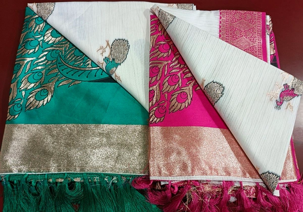 Maharani Linen Flimingo Saree - Red