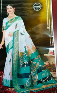 Maharani Linen Flimingo Saree - Red