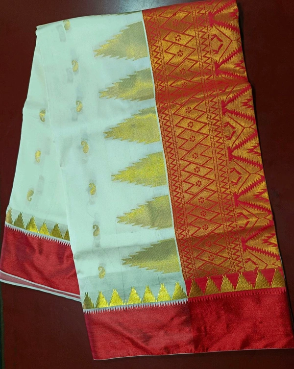 Red White Silk Saree