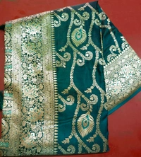 South Silk Saree - Dark Fern