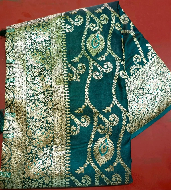 South Silk Saree - Dark Fern