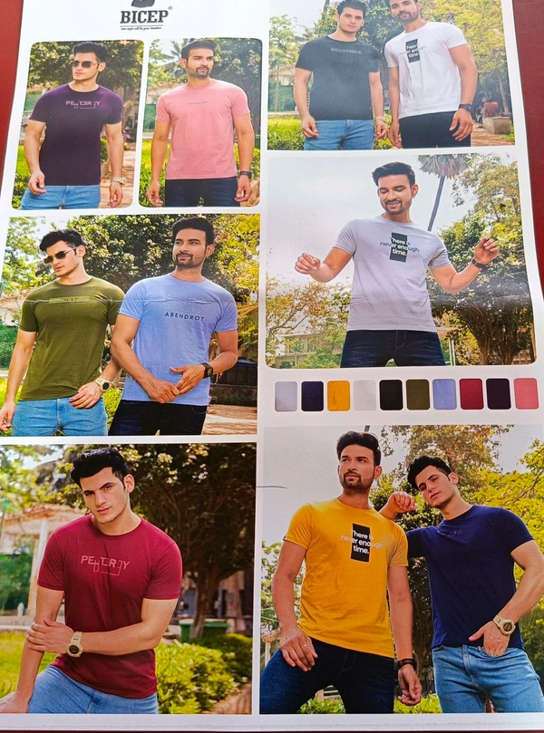 BICEP Men'S Comfortable Half Hata Gol Gola Tshirt  - XL, Navy Blue
