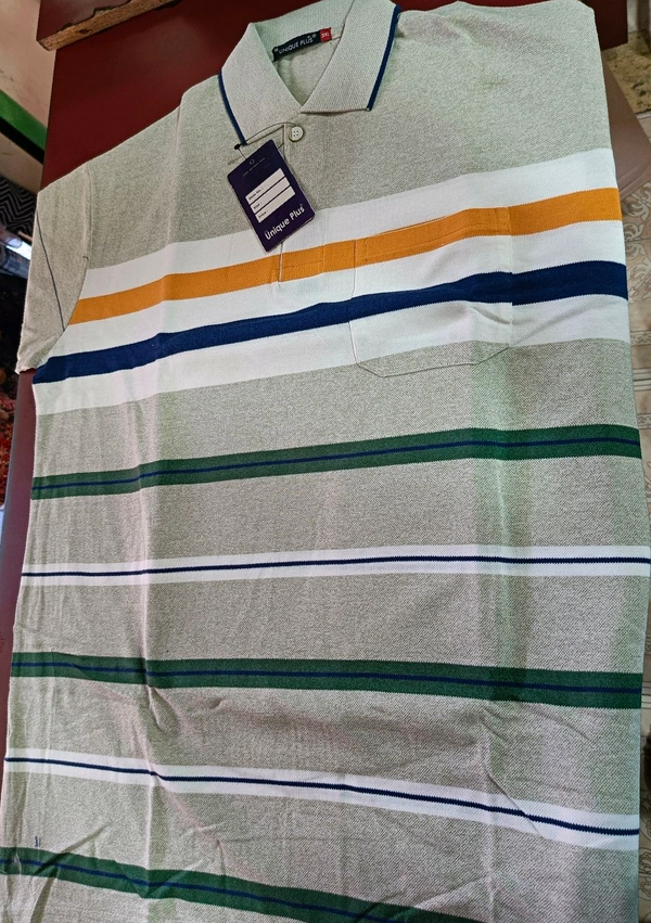 UPNIQUE PLUS Cotton Collar T Shirts - 3XL, Apricot