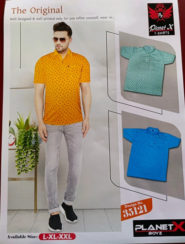 PLANET- X Cutton T Shirts - Yellow, XXL