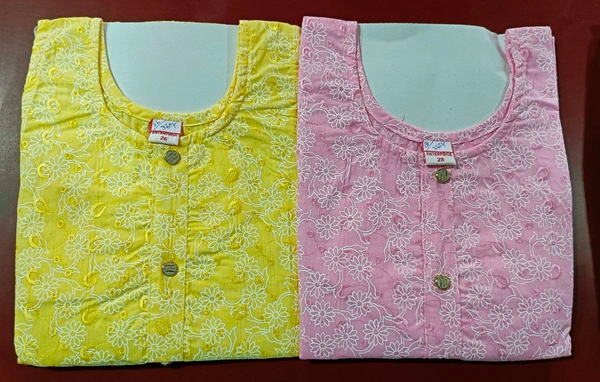 Girl's Chikan Frock - 26, Golden Fizz