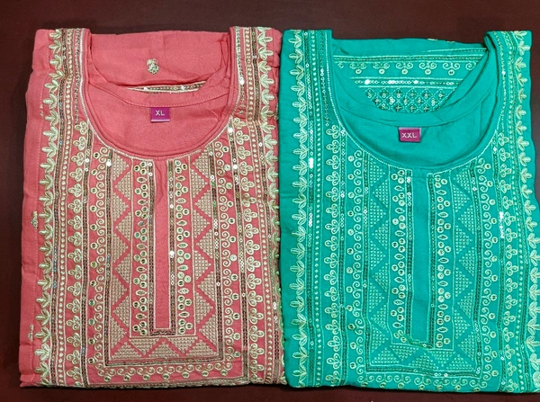Fancy Long Gown Kurti - XXL, Brink Pink
