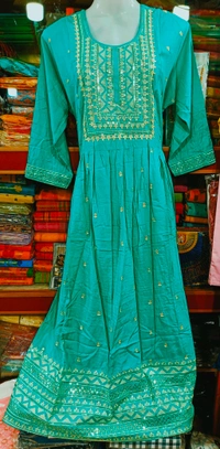 Fancy Long Gown Kurti - XXL, Brink Pink
