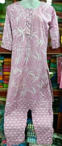 Cotton Kurti Pant & Dupatta  - XL, Mauve