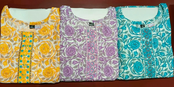 Cotton Kurti Pant & Dupatta - XXL, Electric Violet