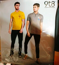 9t8 Cotton Collar Men's T Shirts - 40, Champagne