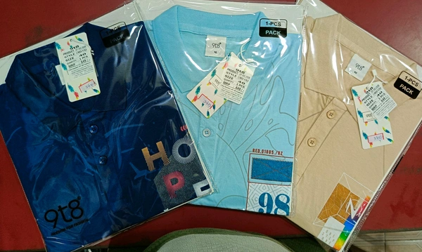 9t8 Cotton Collar Men's T Shirts - 40, Cyan Aqua