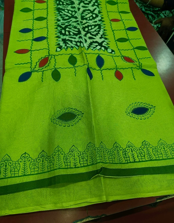 Cotton Applic Saree - Tulip Tree