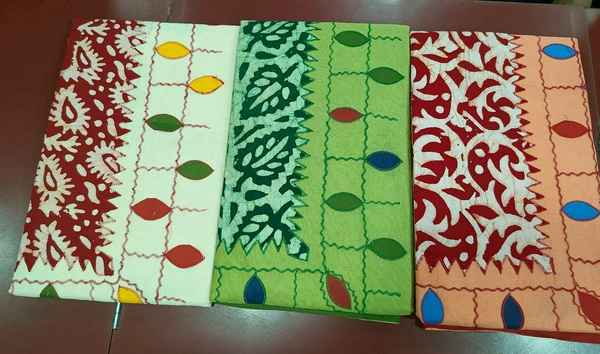 Cotton Applic Saree - Tulip Tree