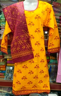 Cotton Churidar Pant & Dupatta Set - XXL, Yellow