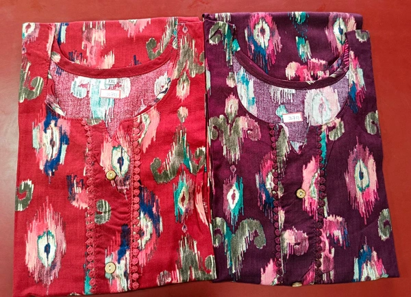 Fancy Rayon Kurti - XXL, Maroon