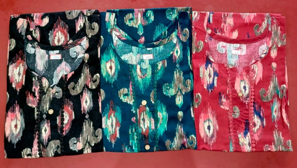 Fancy Rayon Kurti - XXL, Black