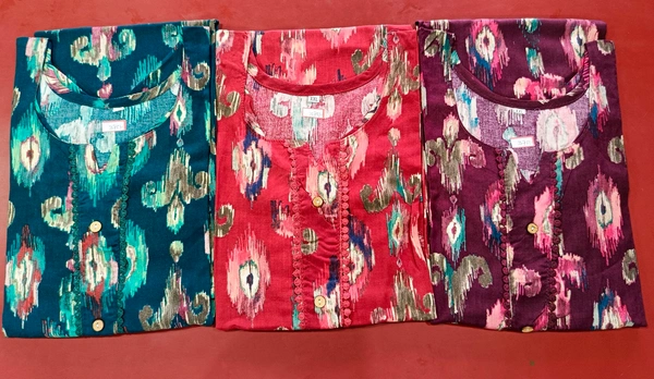 Fancy Rayon Kurti - XXL, Navy Blue