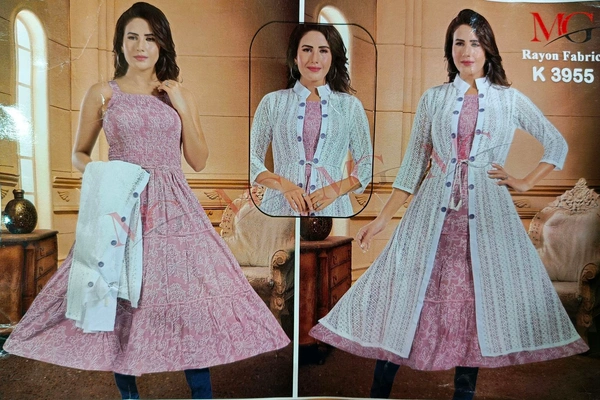 One Pice With Coat  - Free Size, Pink Flamingo