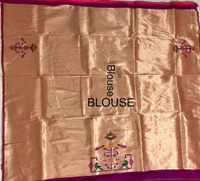 "9 Yard Pure Kanchivaram Pathani Silk Saree � Original Zari, Peacock Design, Minakari Border & Brocket Blouse" - 9 mt, Red