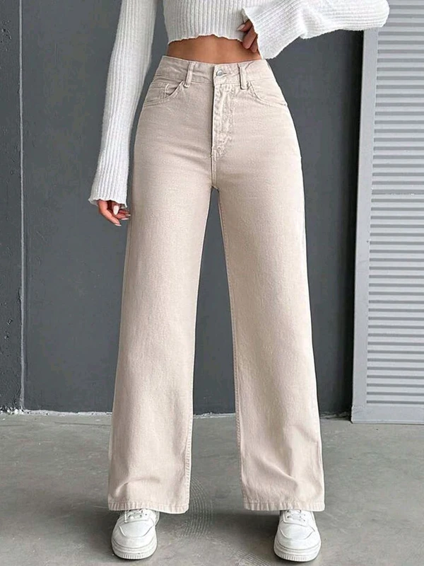 Trendy Beige Wide Leg Pants for Women