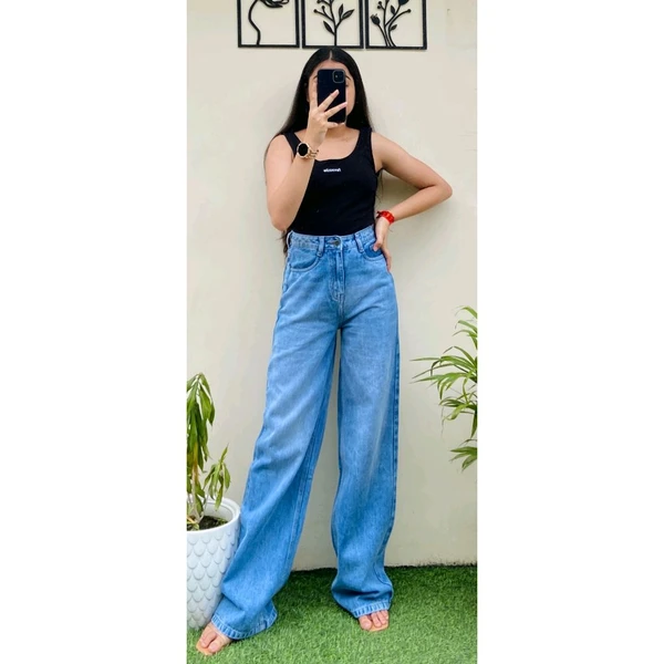 Stone blue Super Wide Leg Clouds Wash Denim