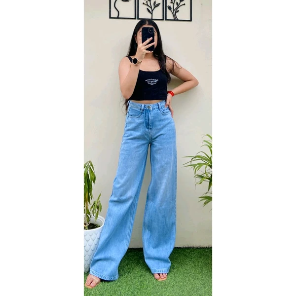 Sky blue Super Wide Leg Clouds Wash Denim