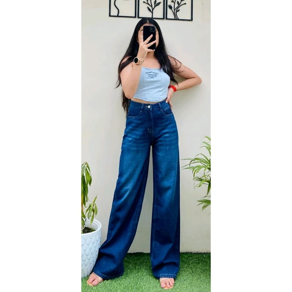 Dark blue Super Wide Leg Clouds Wash Denim