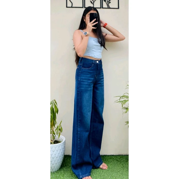 Dark blue Super Wide Leg Clouds Wash Denim - Dark blue, 26