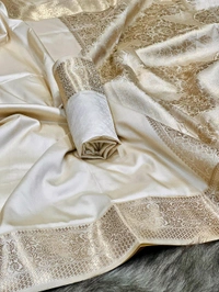 ✨ Vastravila Banarasi Handloom Gala Border Saree – Soft & Festive Onam Special