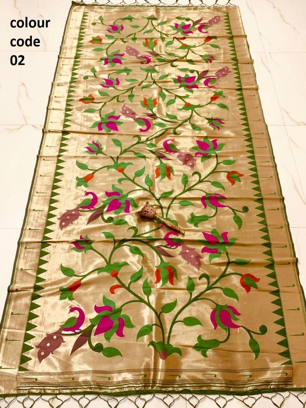 "Love Bird Silk Dupatta with Lotus Butti | 2.5m Soft Jari Fabric |" - 2.5 mt, colour code 02