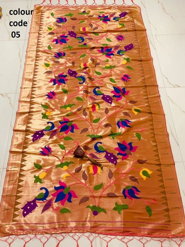 "Love Bird Silk Dupatta with Lotus Butti | 2.5m Soft Jari Fabric |" - 2.5 mt, colour code 05