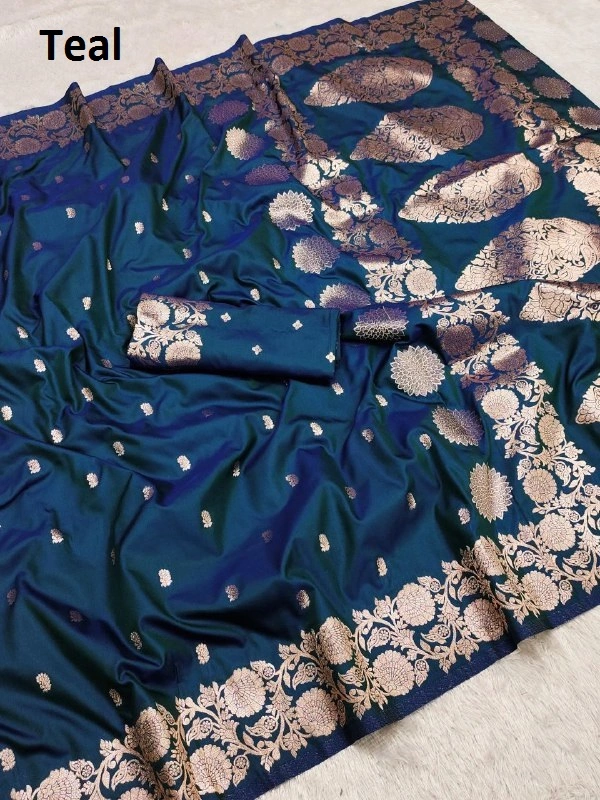 Soft And pure banarasi silk saree - MB 1118 - FREE, Teal