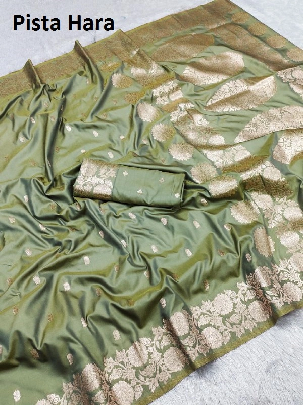 Soft And pure banarasi silk saree - MB 1119 - FREE, Pista Hara