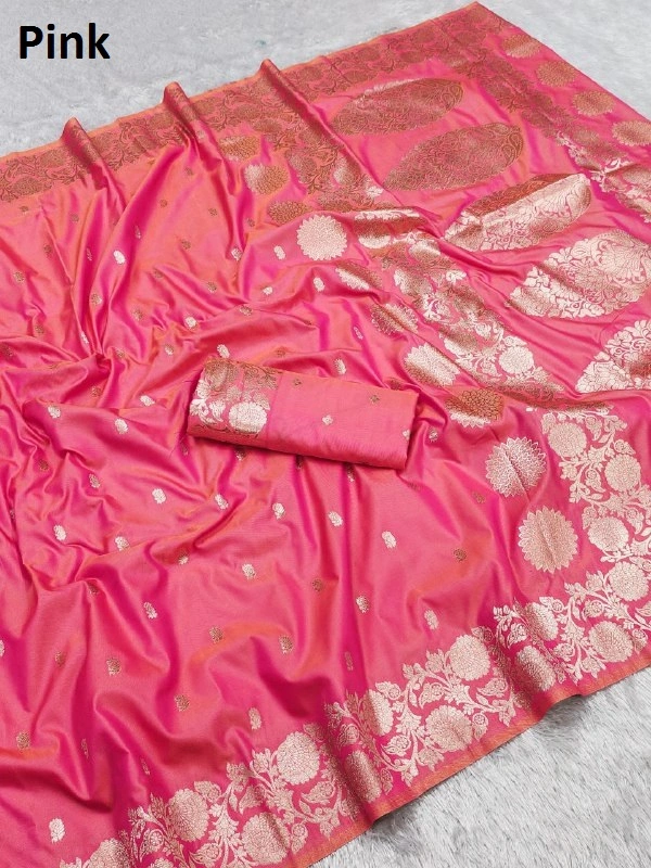 Soft And pure banarasi silk saree - MB 1120 - FREE, Pink