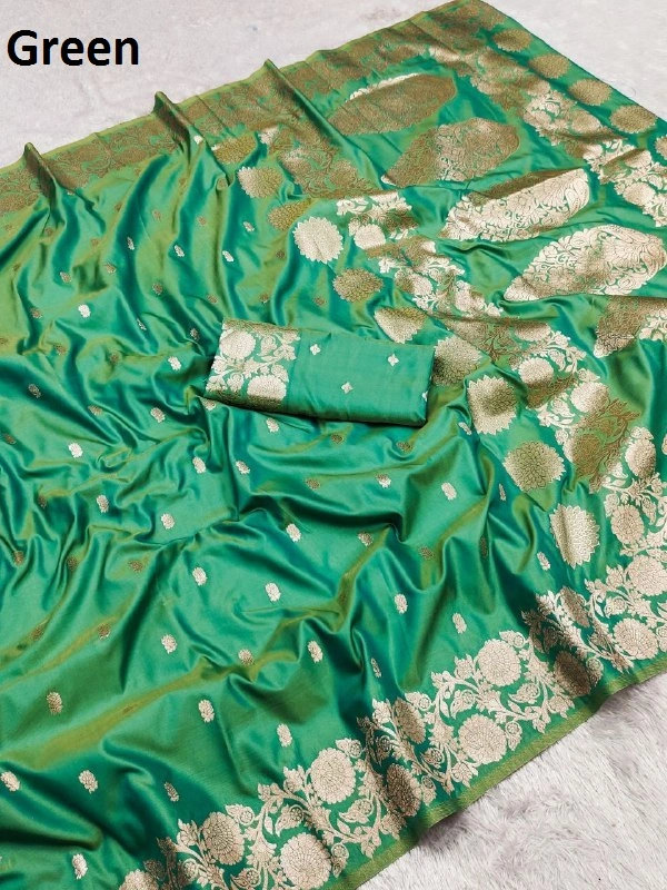 Soft And pure banarasi silk saree - MB 1124 - FREE, Green