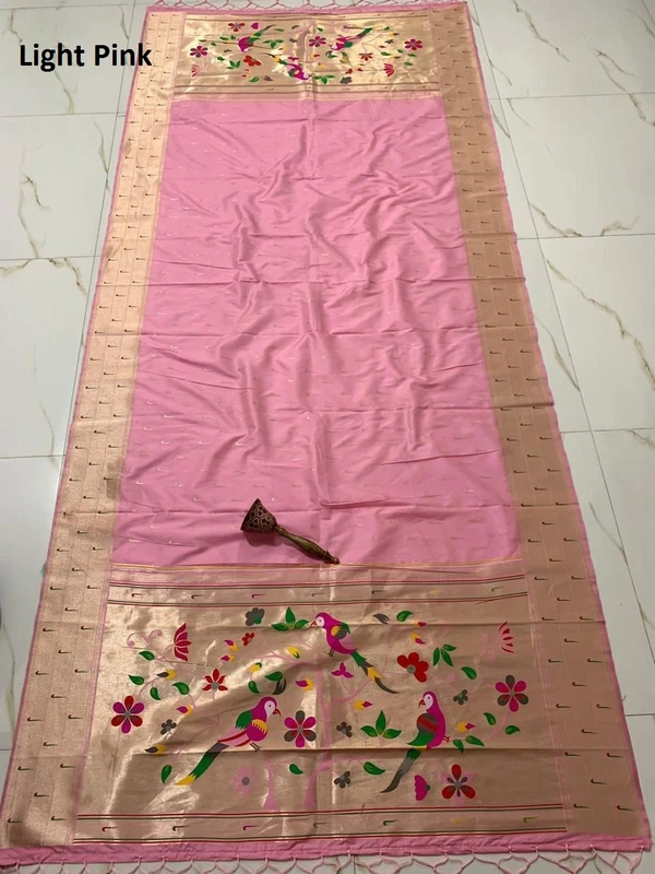 "Soft Jari Silk Hoki Dupatta with 3-Muniya Border & Hoki Butti � 2.5m Traditional Ethnic Wear" - 2.5 mt, Light Pink