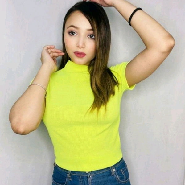 High Neck T-shirt  - S, Puple