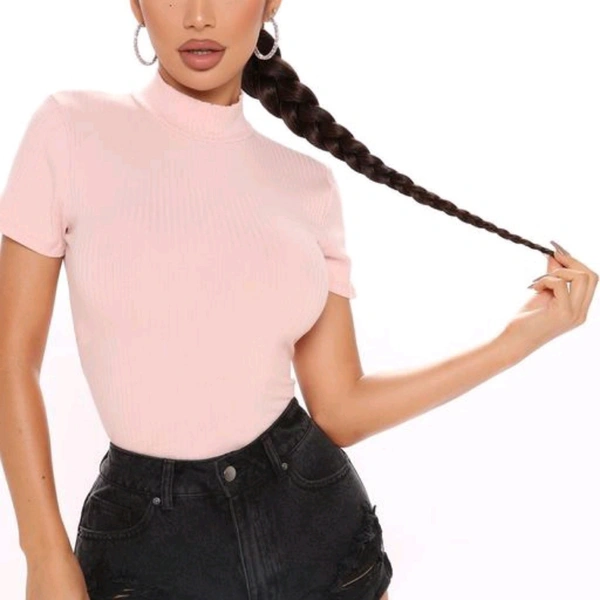 High Neck T-shirt  - S, Puple